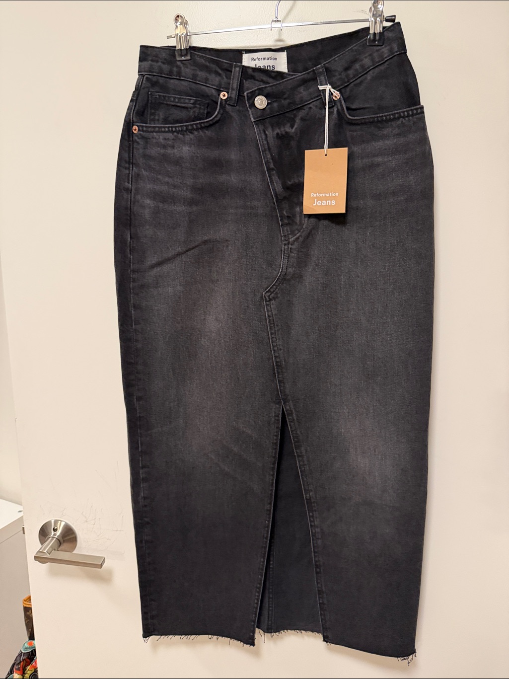 Reformation Black Straight-Leg Jeans Skirt